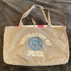 Vintage Y2K PINK Victoria’s Secret reversible tote bag gray to white/pink